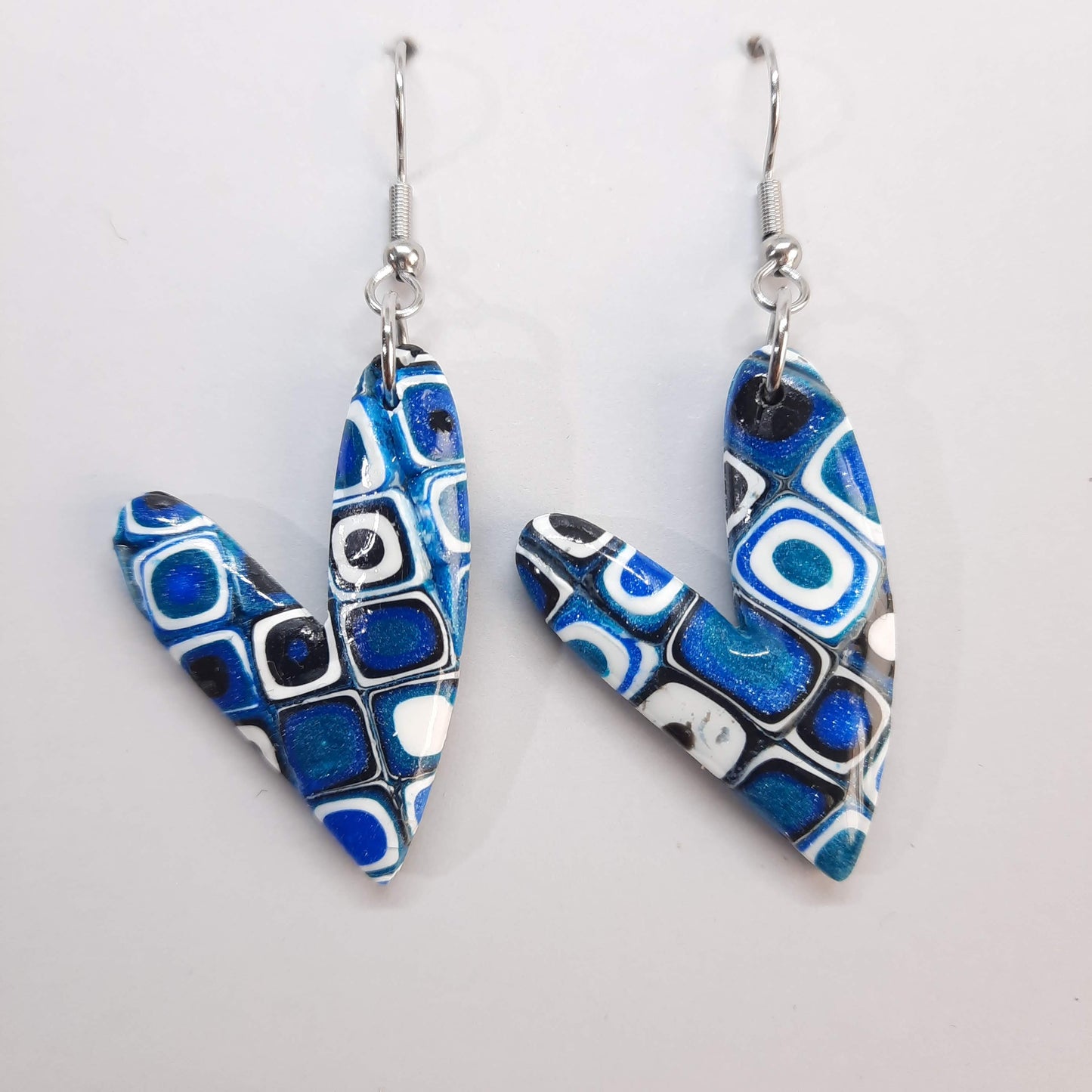 Pendientes Corazón Delgado Grandes Pasión Azul