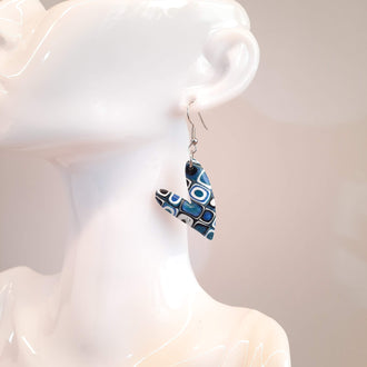 Pendientes Corazón Delgado Grandes Pasión Azul