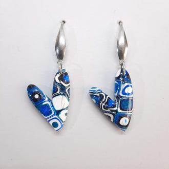 Pendientes Corazón Delgado Pasión Azul