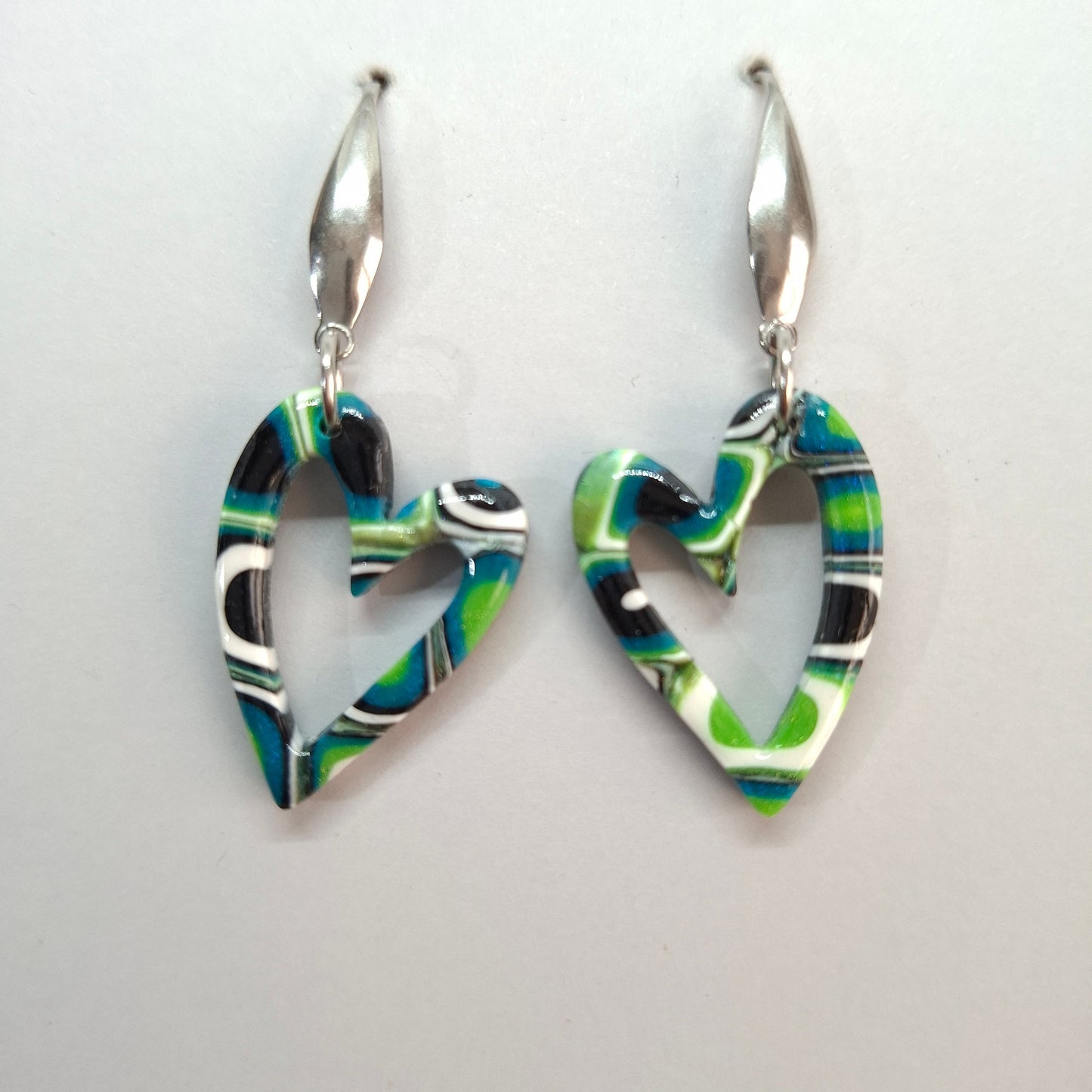 Pendientes Corazón Hueco Mosaico Verde