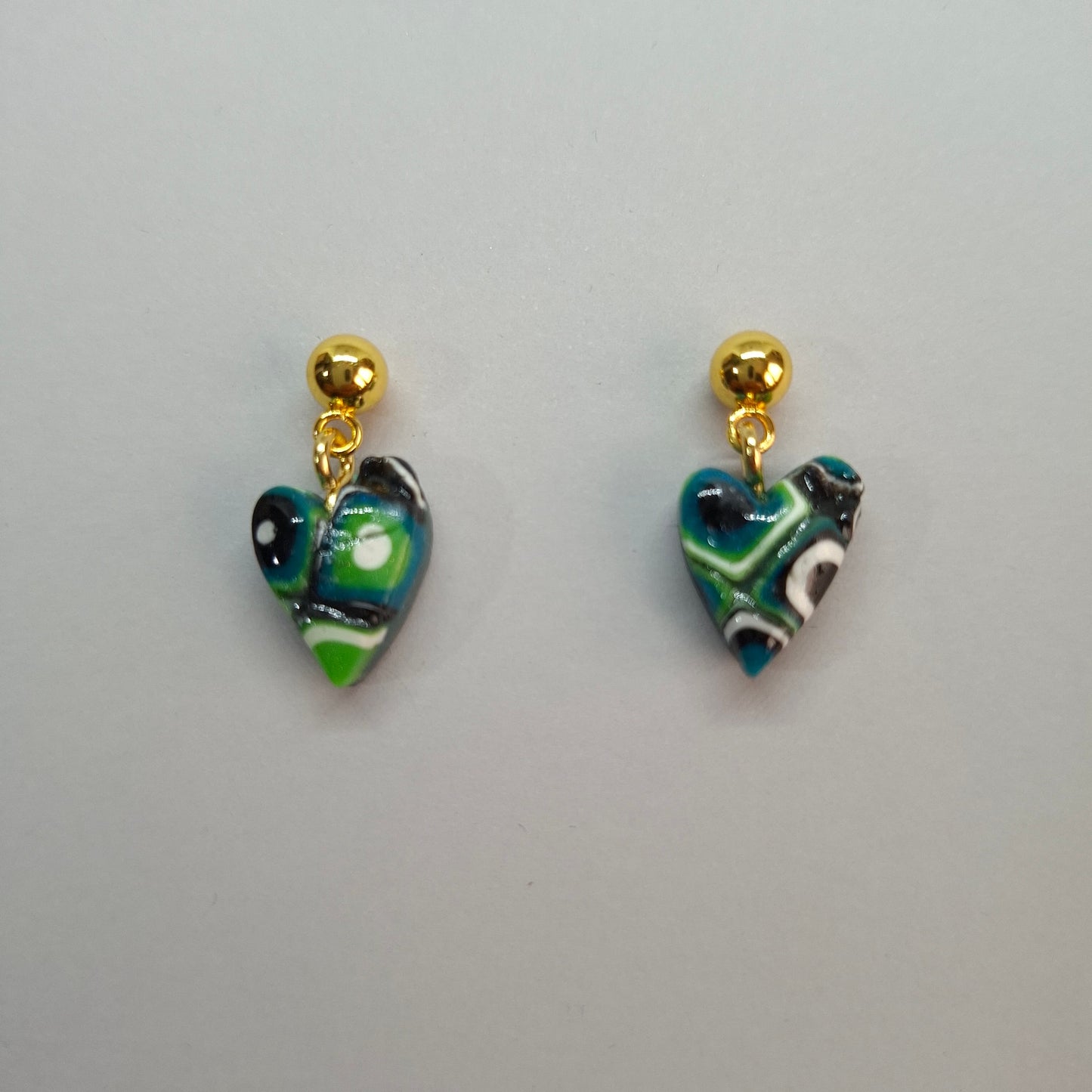 Pendientes Corazón Pleno Pequeños Mosaico Verde