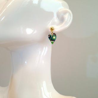 Pendientes Corazón Pleno Pequeños Mosaico Verde