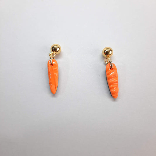 Pendientes Cortos Naranja con Base Dorada