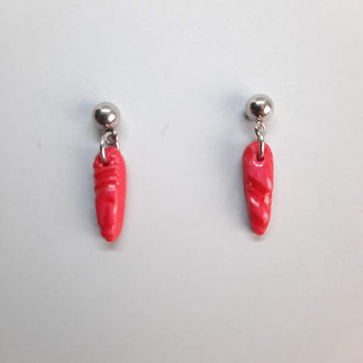 Pendientes Cortos Rojos con Base Acero