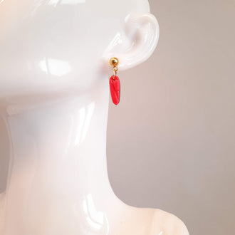 Pendientes Cortos Rosa Neon con Base Dorada