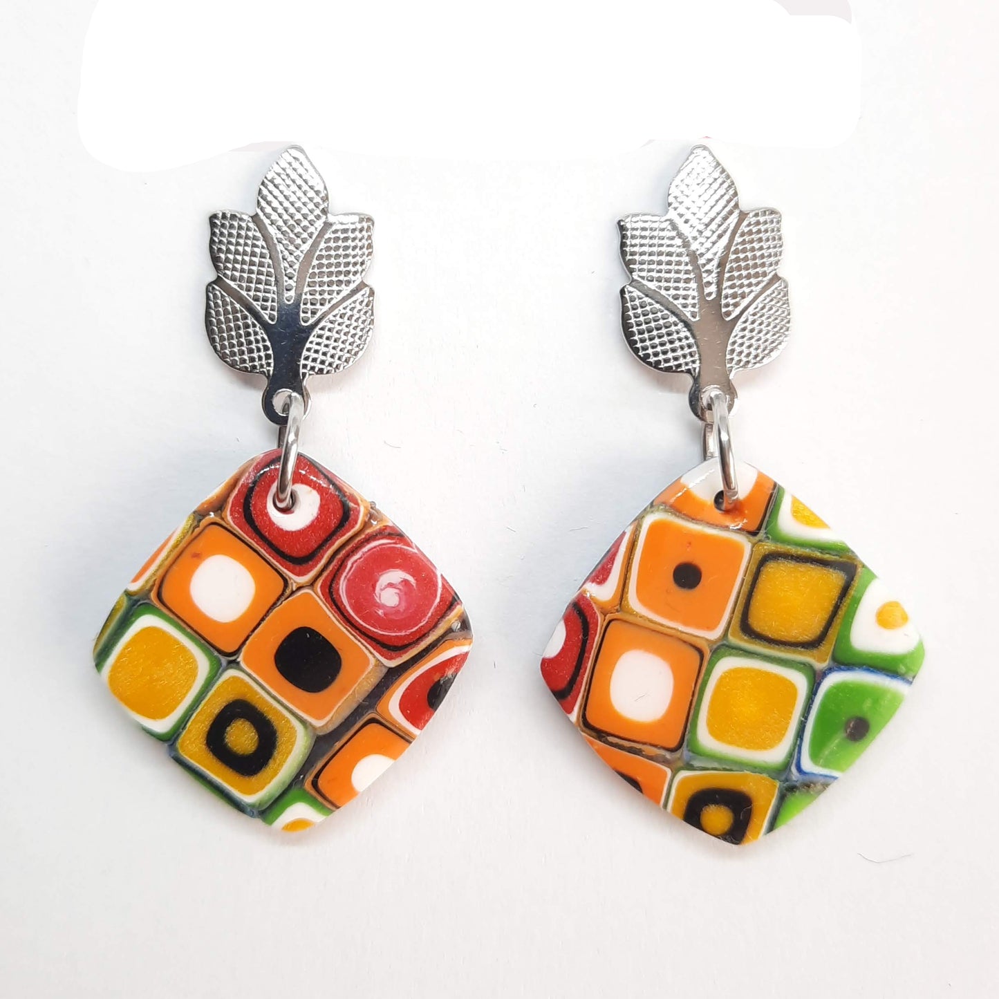 Pendientes Cuadrado Arcoíris con Base Acero