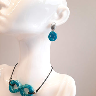 Pendientes Dalia Aguamarina con Base Acero