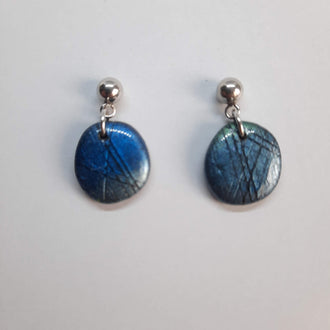 Pendientes Dalia Labradorita Azul con Base Acero