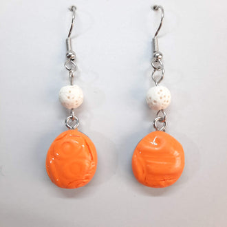 Pendientes Dalia Naranja Con Bolitas De Lava