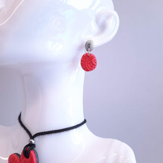 Pendientes Dalia Rojos con Base Acero