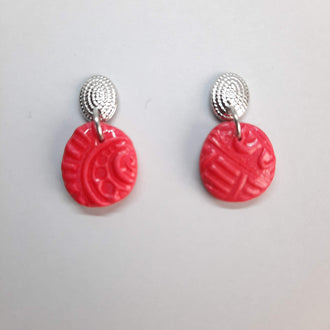 Pendientes Dalia Rojos con Base Acero