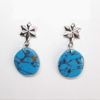 Pendientes Dalia Turquesa con Base Acero