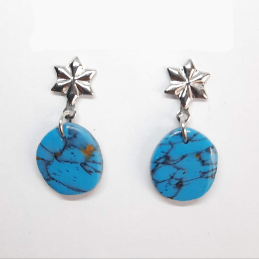 Pendientes Dalia Turquesa con Base Acero