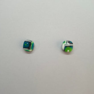 Pendientes Botón Aura Mosaico Verde