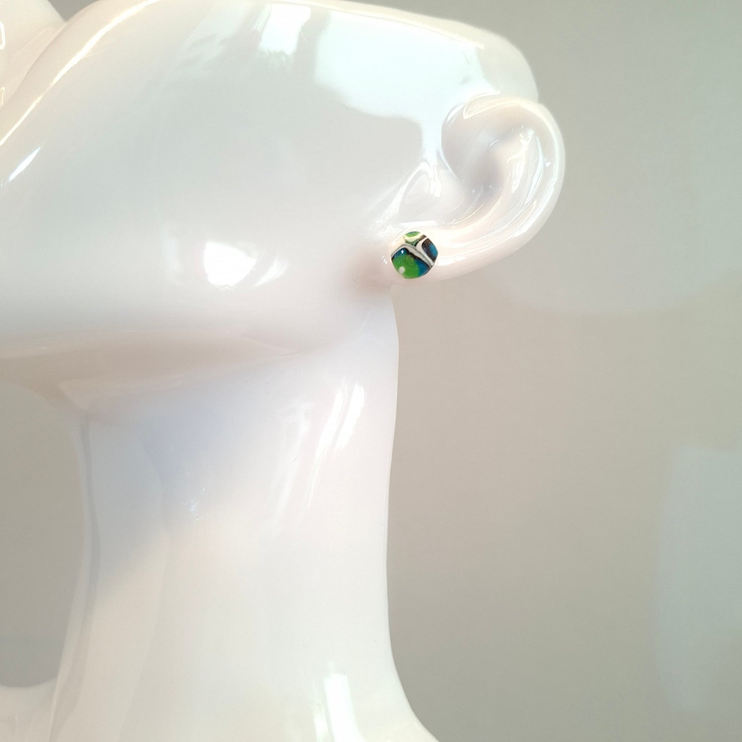 Pendientes Botón Aura Mosaico Verde