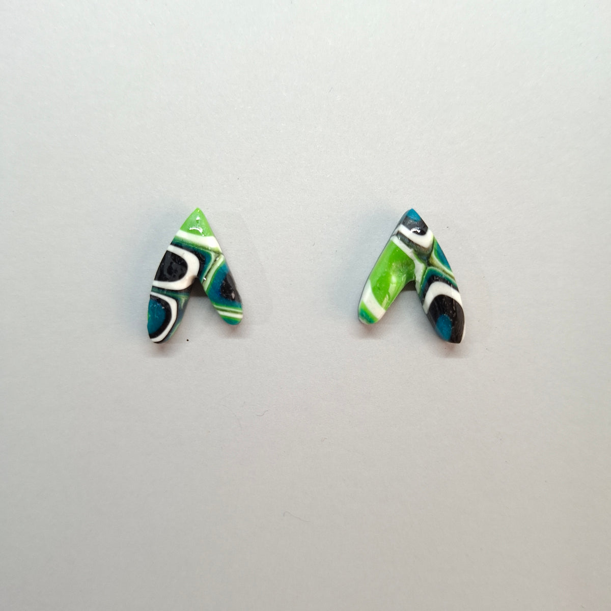 Pendientes De Botón Fantasía Mosaico Verde