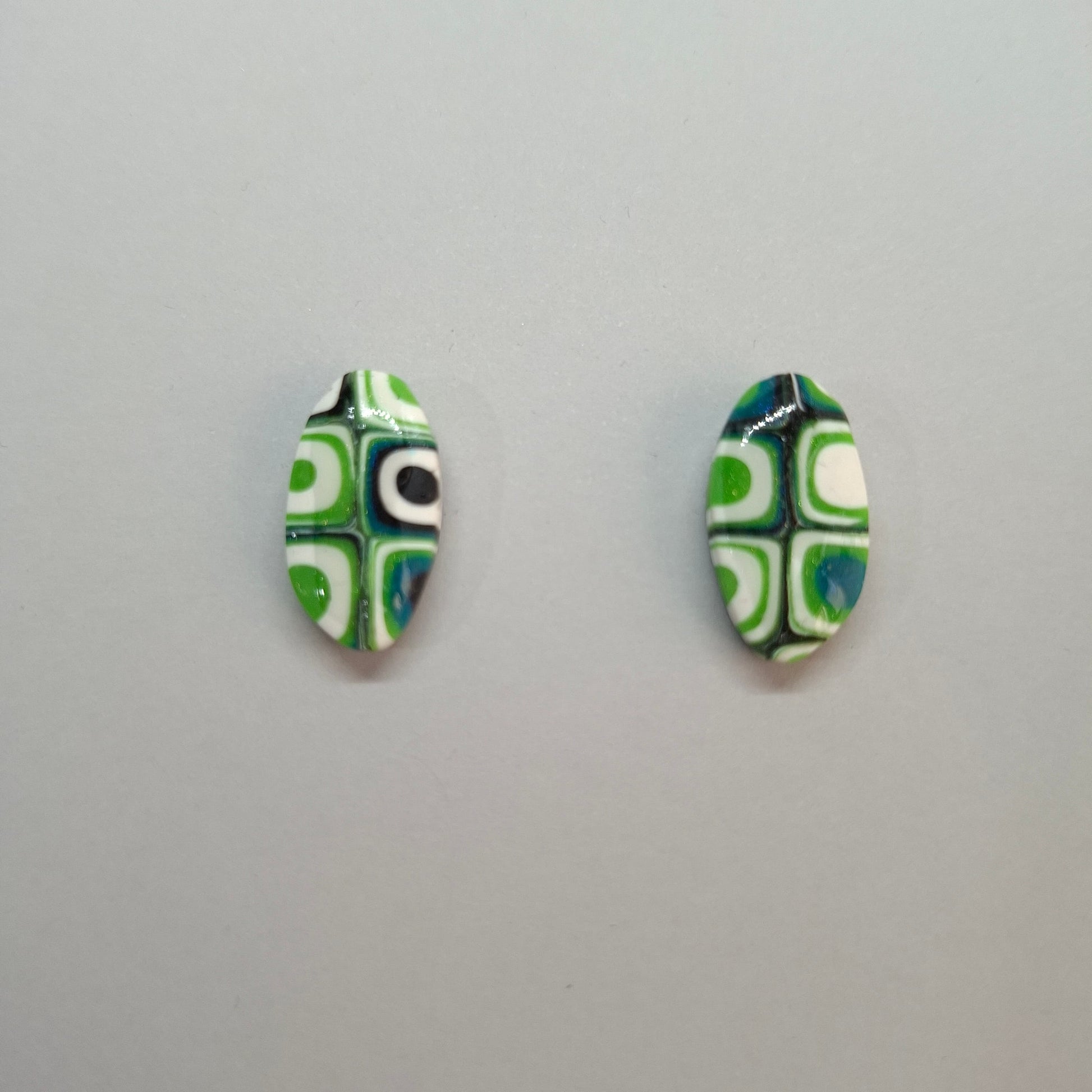 Pendientes Botón Iris Mosaico Verde