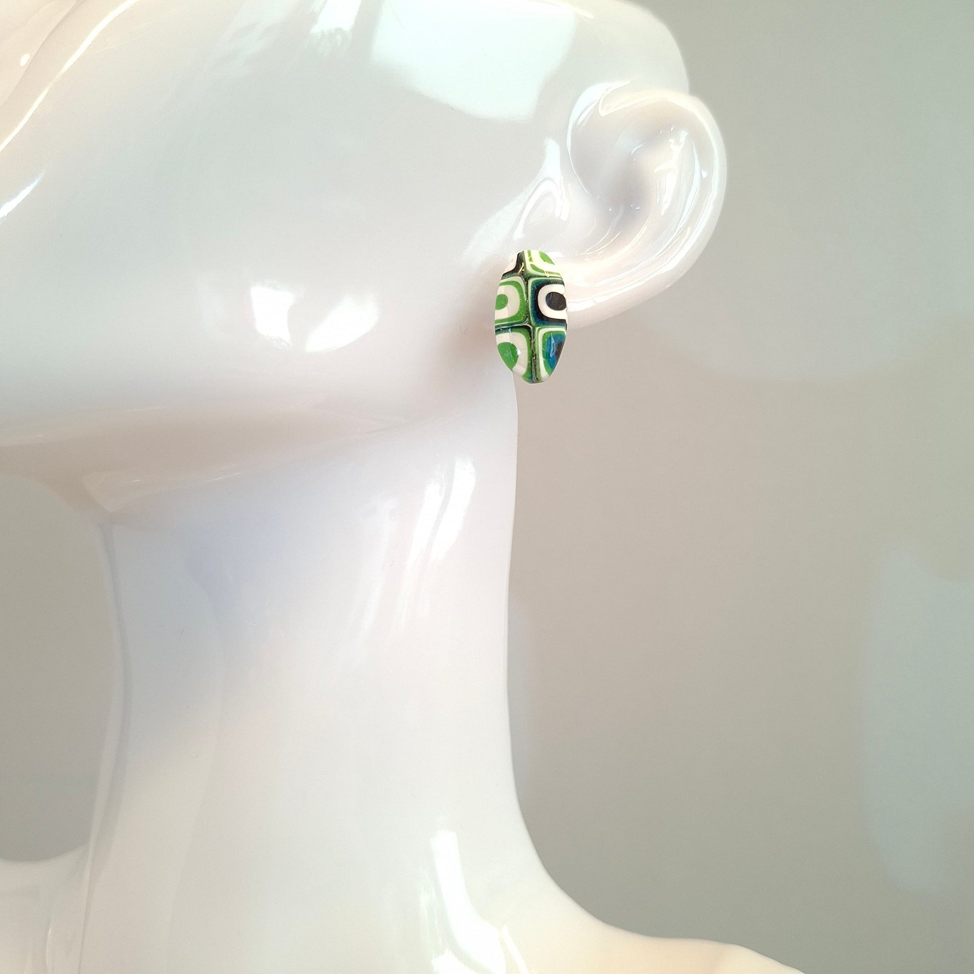 Pendientes Botón Iris Mosaico Verde