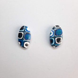 Pendientes Botón Iris Pasión Azul