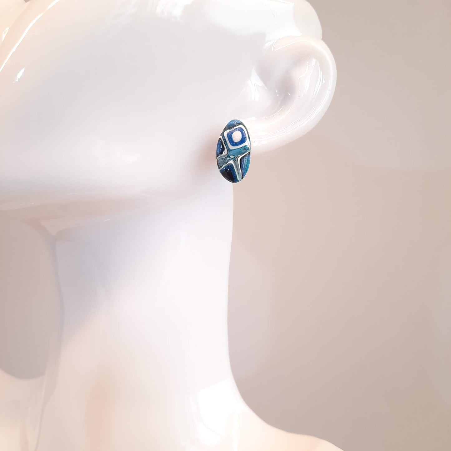 Pendientes Botón Iris Pasión Azul