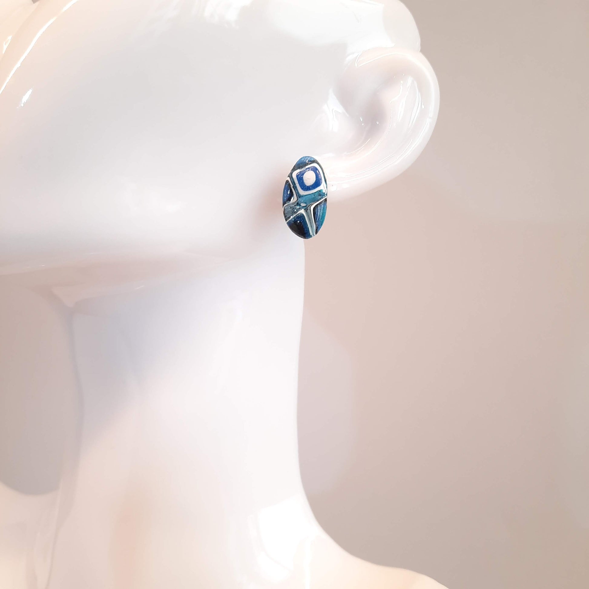 Pendientes Botón Iris Pasión Azul