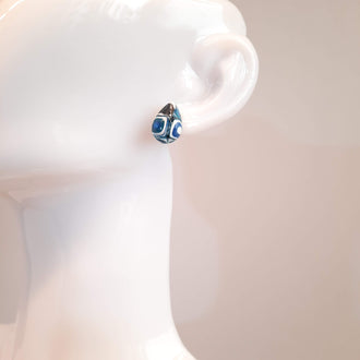 Pendientes Botón Lágrima Pasión Azul
