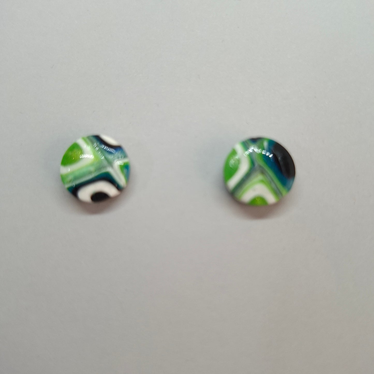 Pendientes Botón Redondo Mosaico Verde