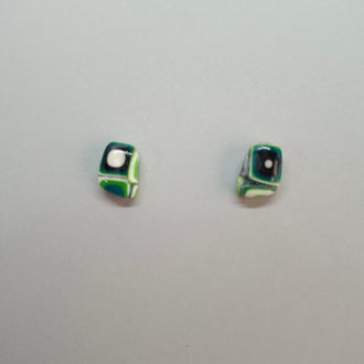 Pendientes Botón Toledo Mosaico Verde