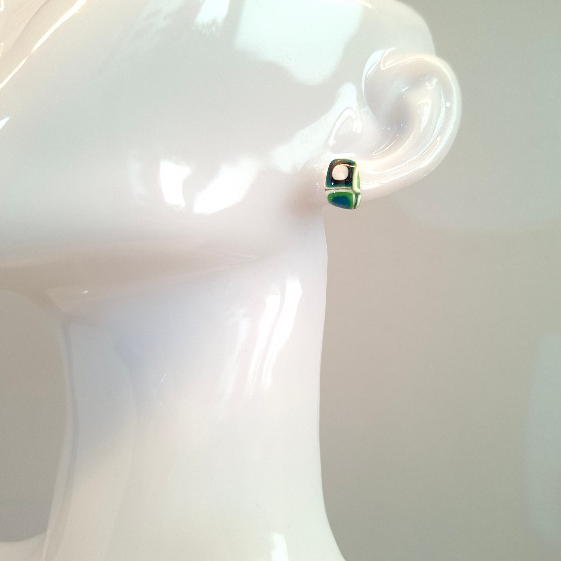 Pendientes Botón Toledo Mosaico Verde