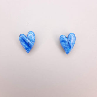 Pendientes Botón Corazón Pleno Azul