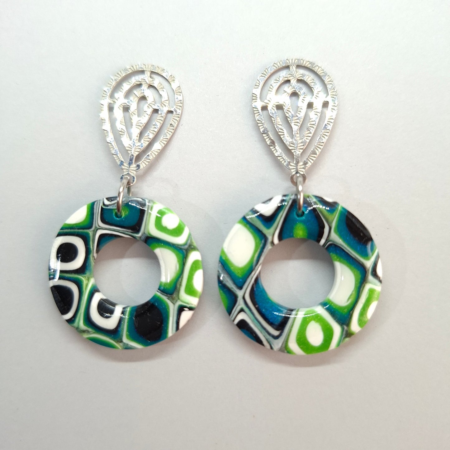 Pendientes Donut Mosaico Verde