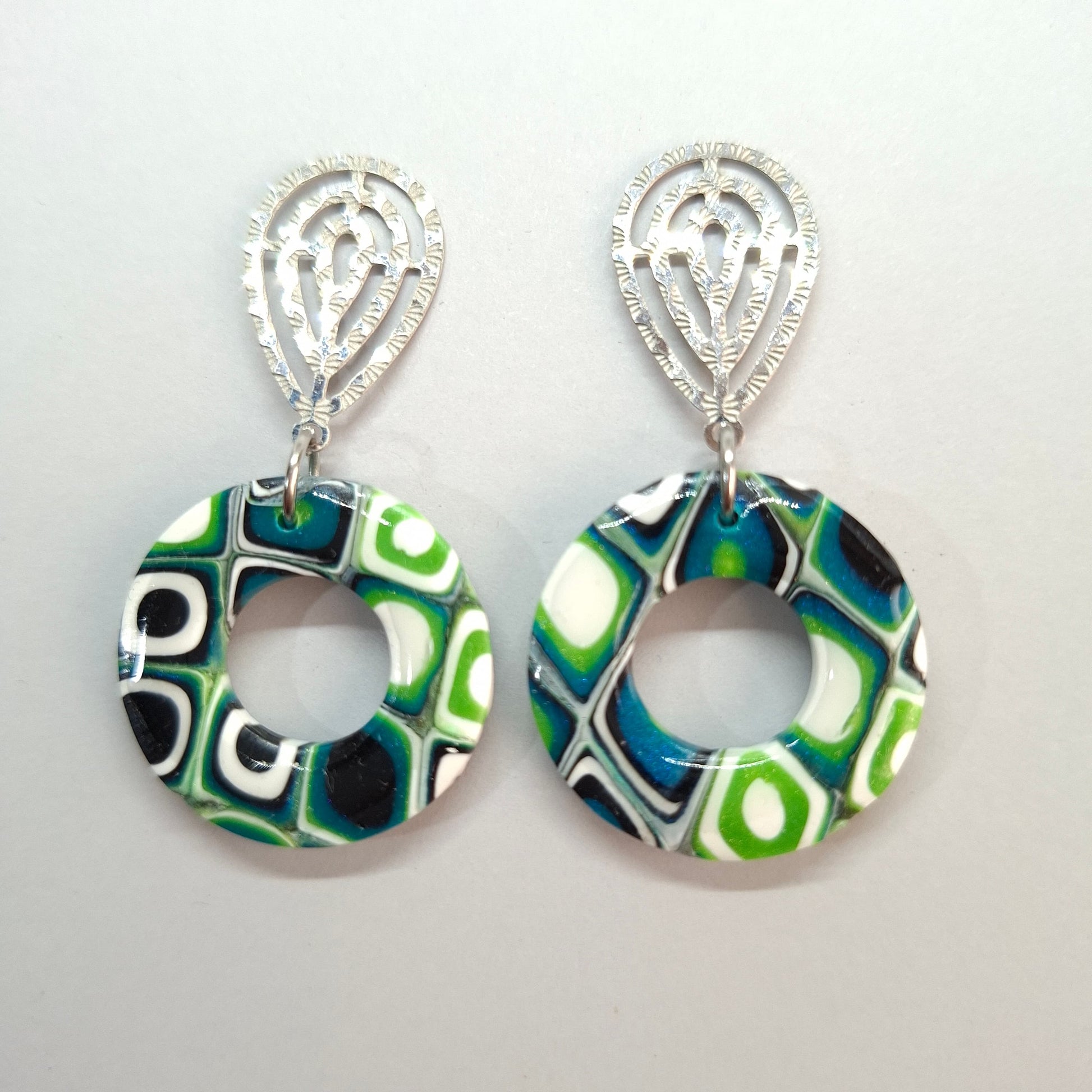Pendientes Donut Mosaico Verde