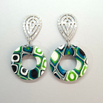 Pendientes Donut Mosaico Verde
