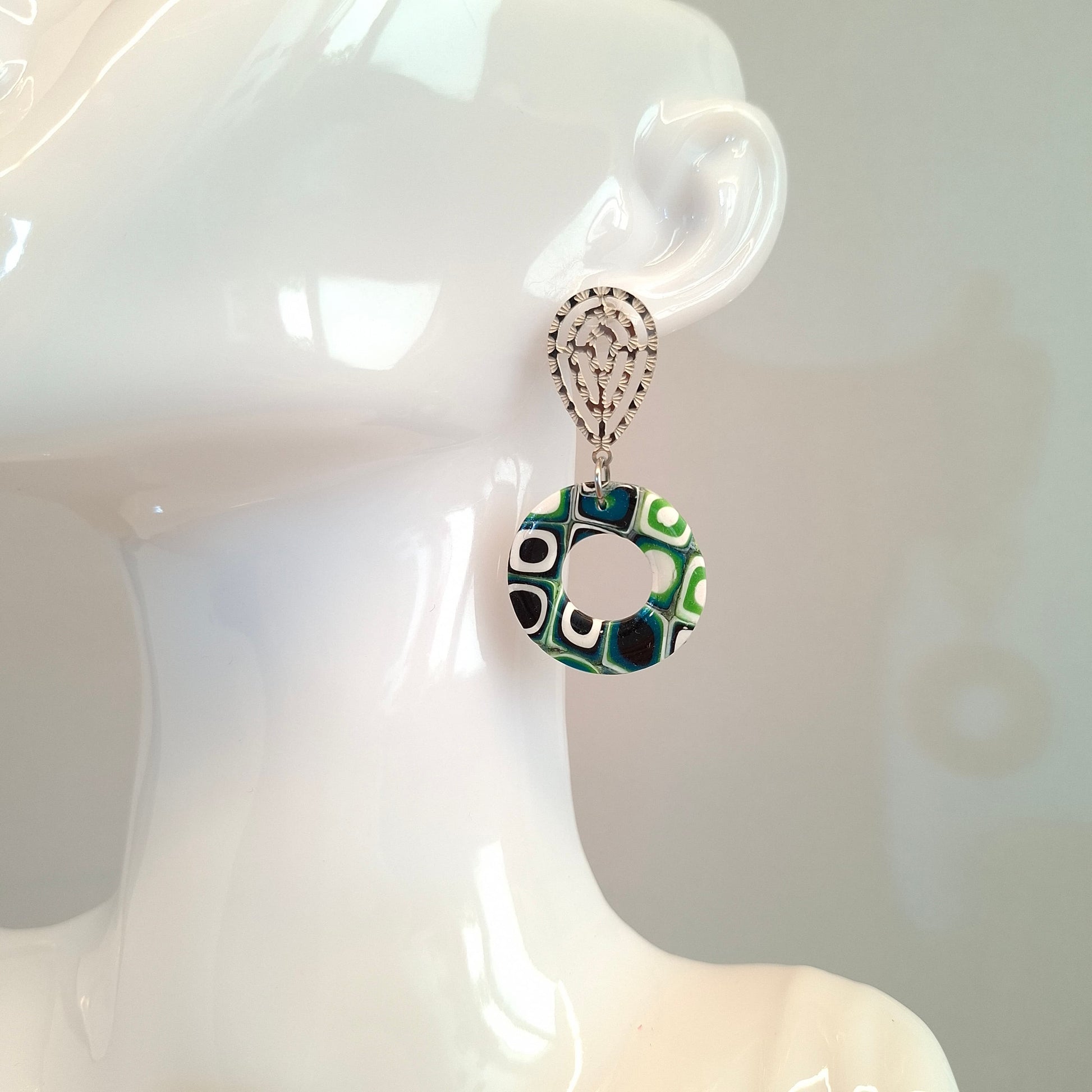 Pendientes Donut Mosaico Verde