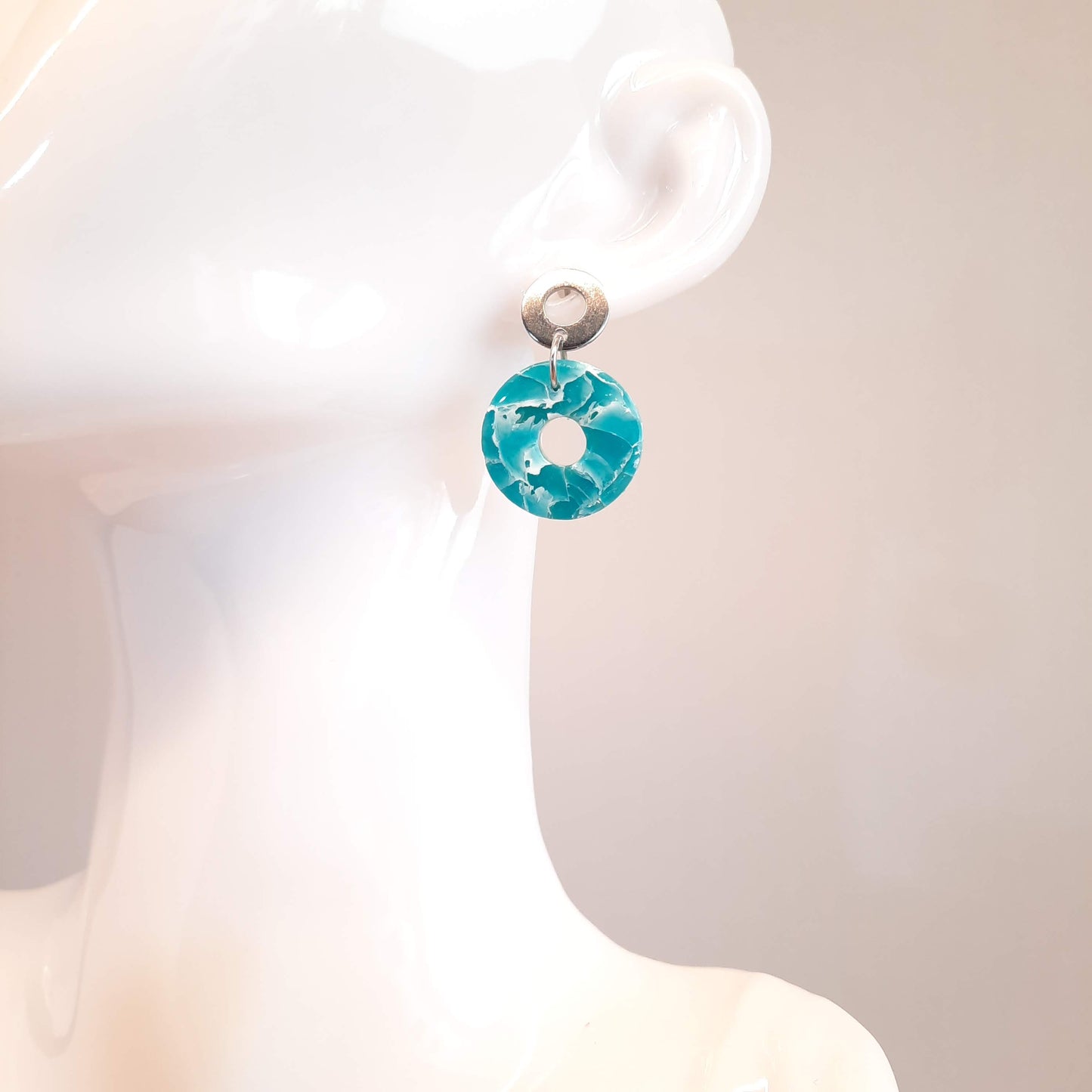 Pendientes Donut Pequeños Aguamarina