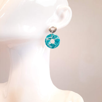 Pendientes Donut Pequeños Aguamarina