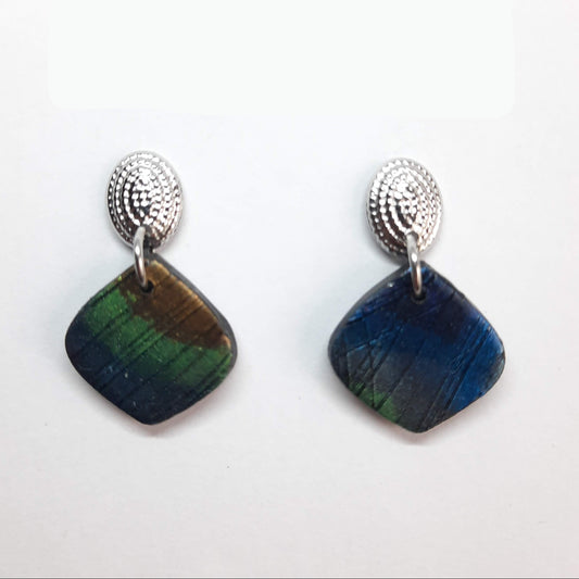 Pendientes Elena Labradorita Azul con Base Acero