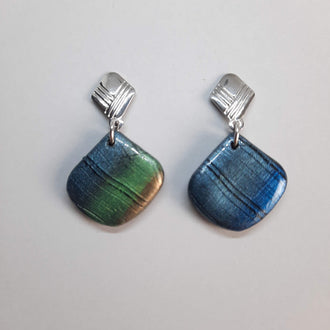 Pendientes Elena Labradorita Azul con Base Acero