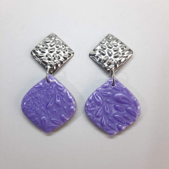 Pendientes Elena Lila con Base Plateada