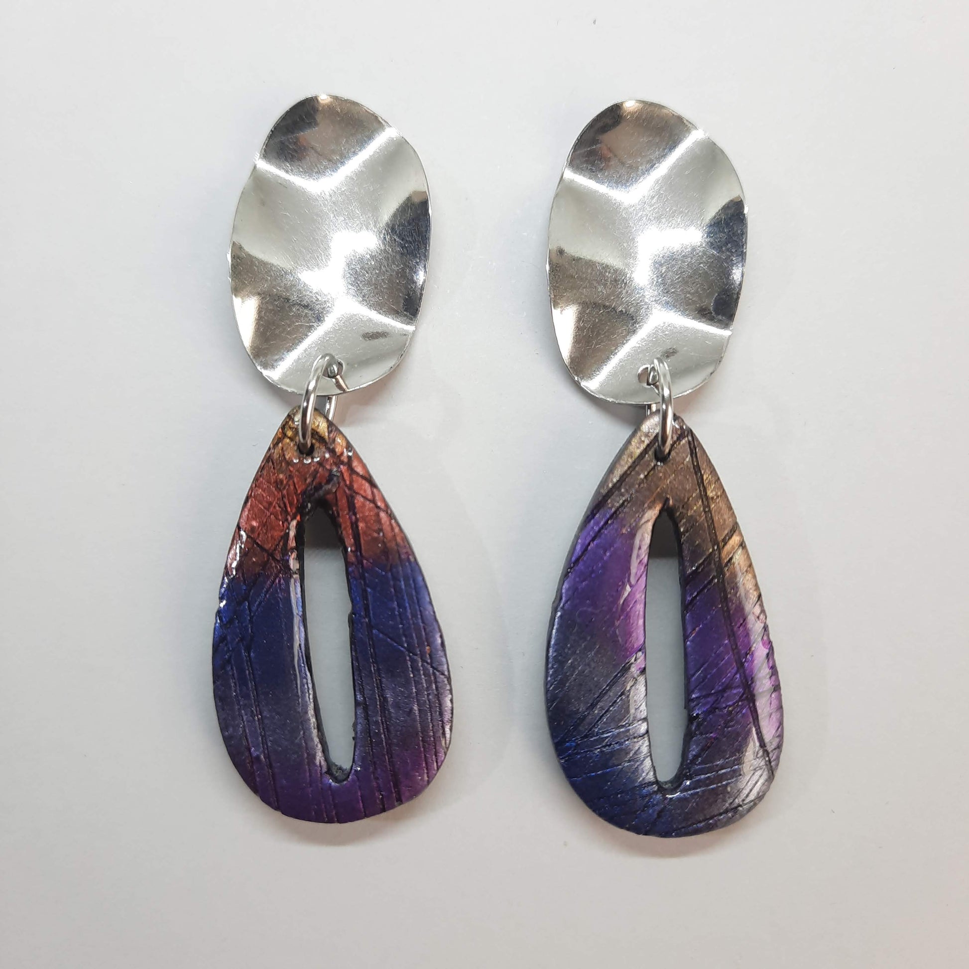 Pendientes España Labradorita Violeta Con Base Plateada
