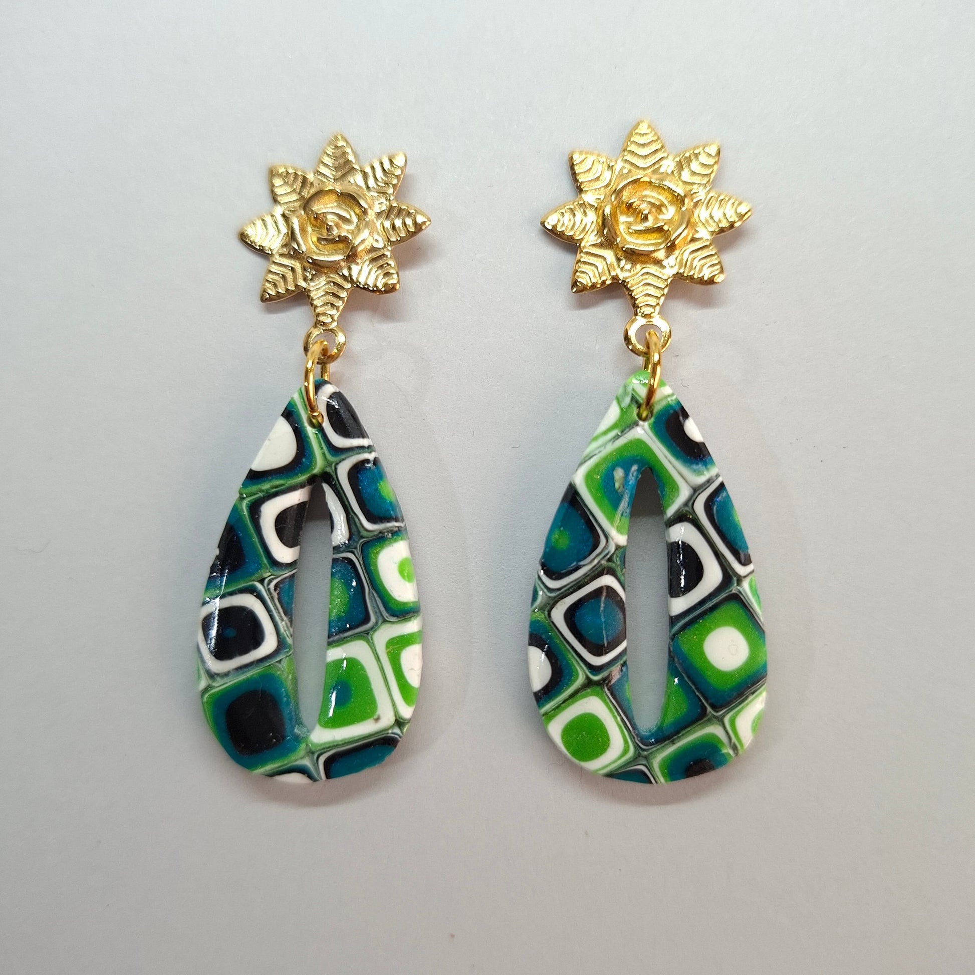 Pendientes España Mosaico Verde