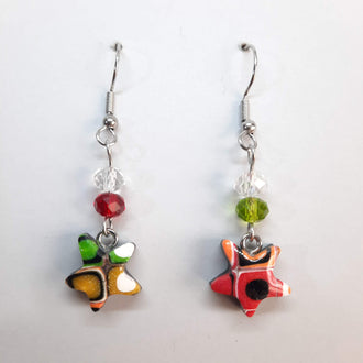 Pendientes Estrella Arcoíris Con Ganchos Y Bolitas De Cristal