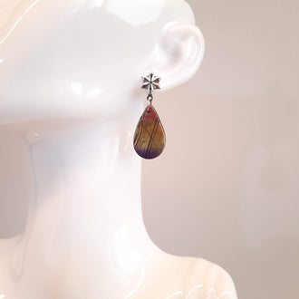 Pendientes Gota Medianos Labradorita Violeta