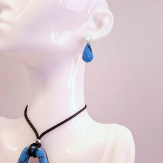 Pendientes Gota Pequeños Turquesa con Base Acero