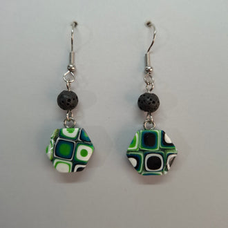 Pendientes Hexagonal Mosaico Verde