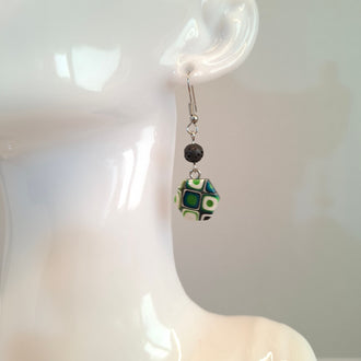 Pendientes Hexagonal Mosaico Verde
