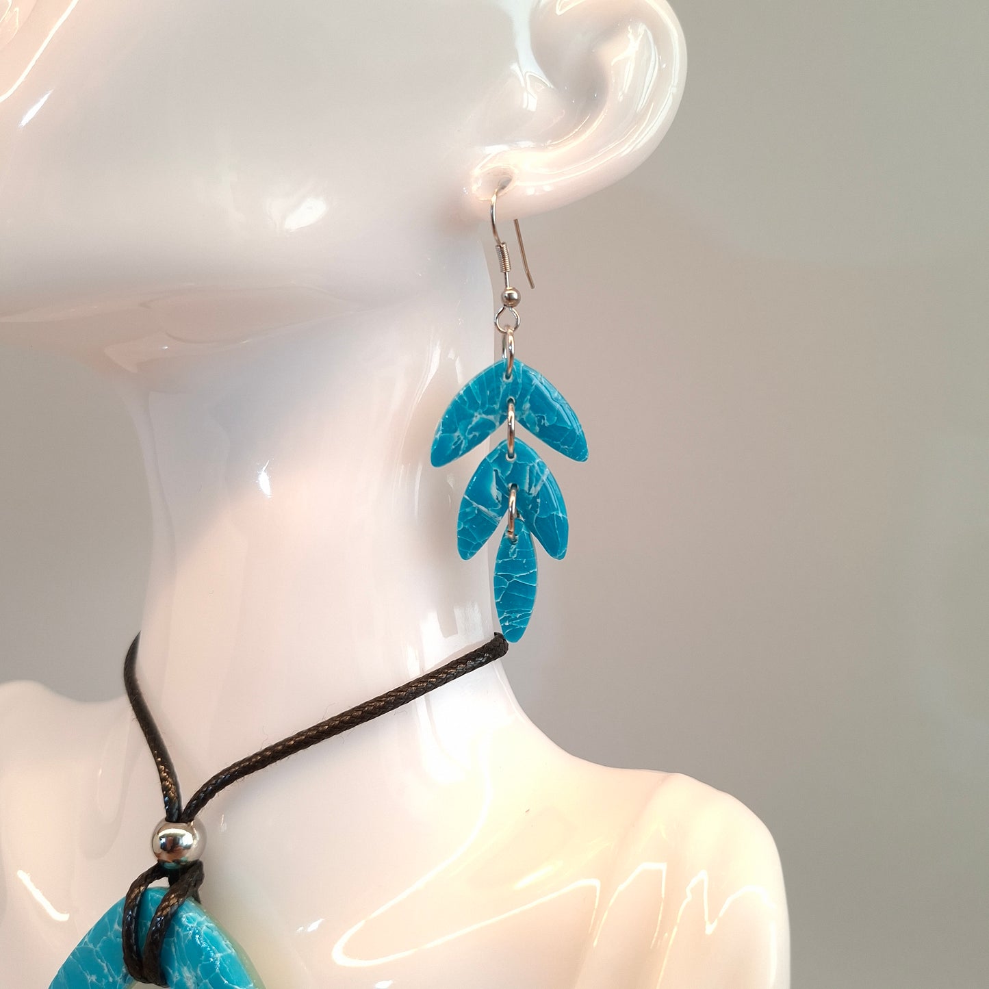 Pendientes Hojas Aguamarina