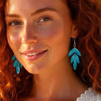 Pendientes Hojas Aguamarina