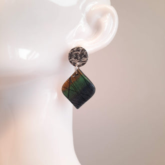 Pendientes India Labradorita Azul con Base Plateada