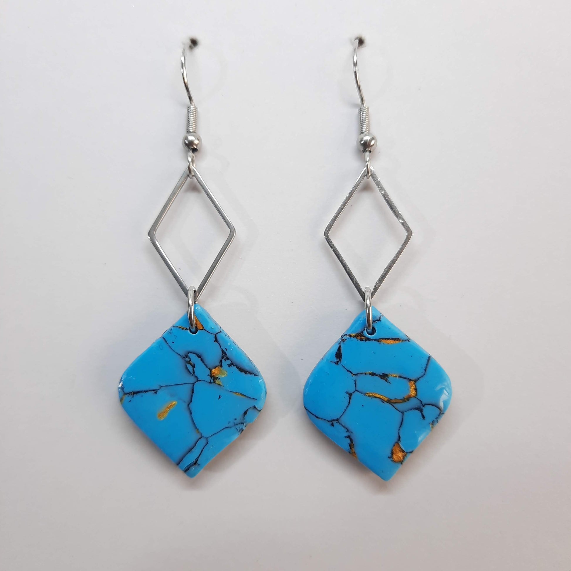 Pendientes India Medianos Turquesa Con Ganchos